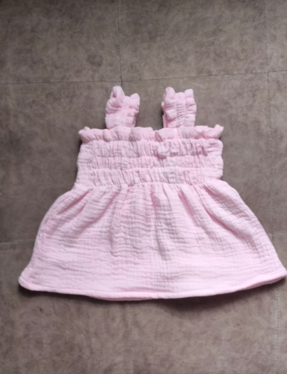 Organic Cotton Muslin Baby Frock - Baby pink