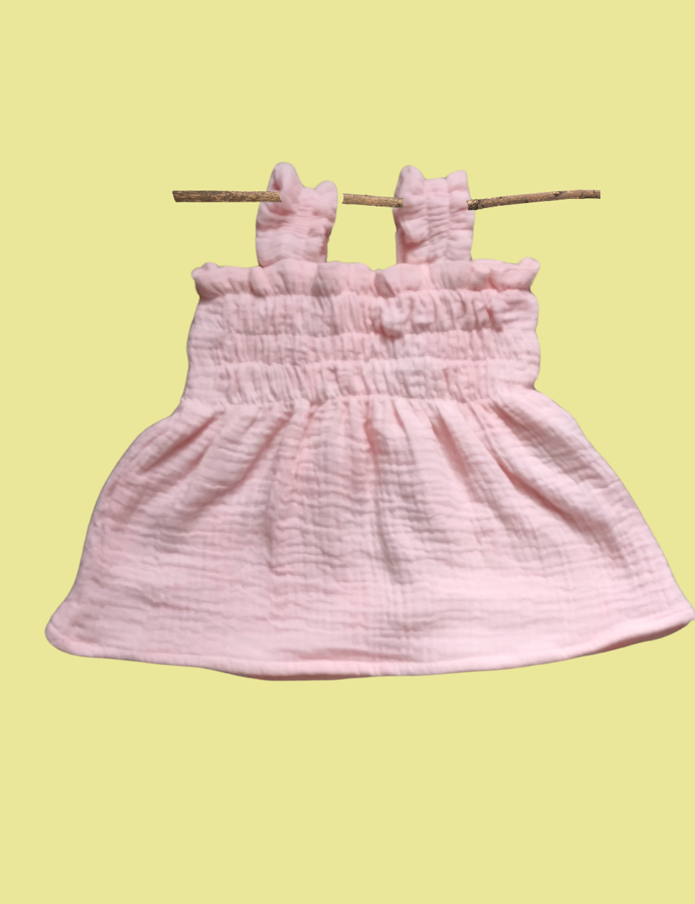 Organic Cotton Muslin baby frock - Baby pink