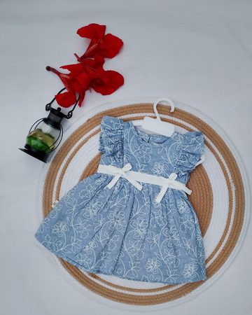 Shishu Soft Cotton Frill Sleeves Frock for Baby Girls