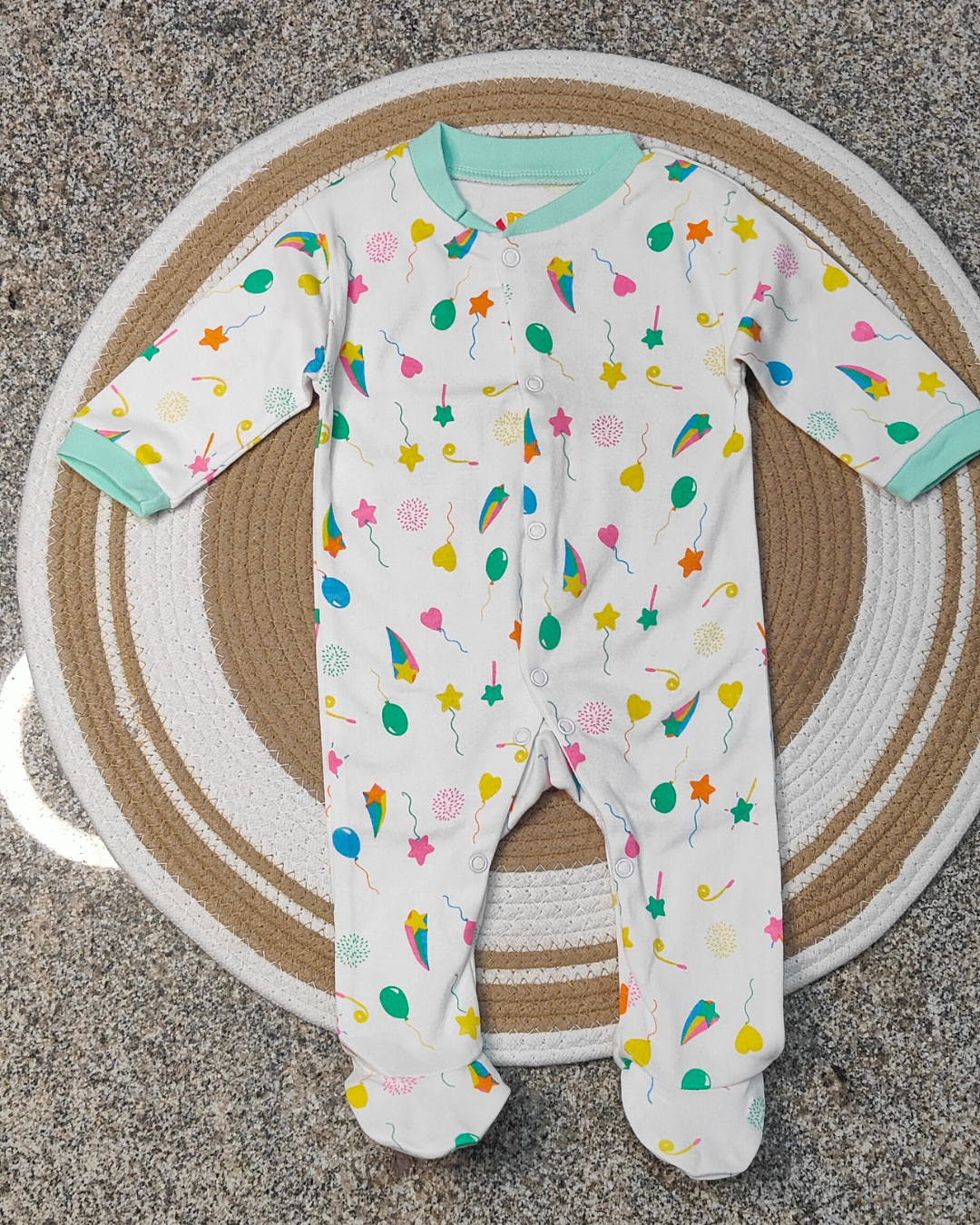 Cotton Footed Unisex Romper - Star