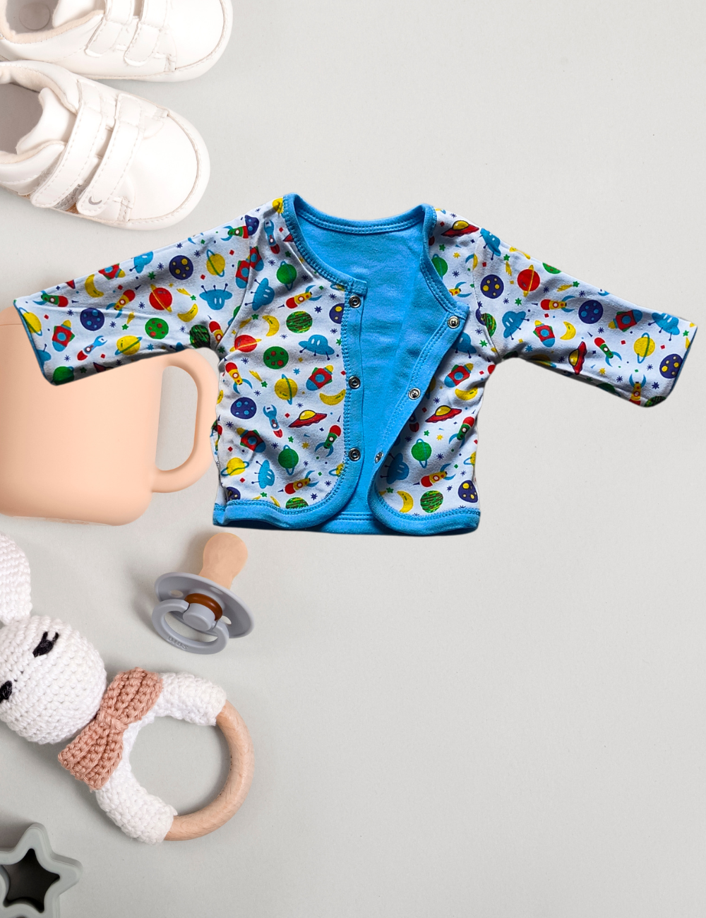 2-in-1 Cotton Baby Shirt (Blue)