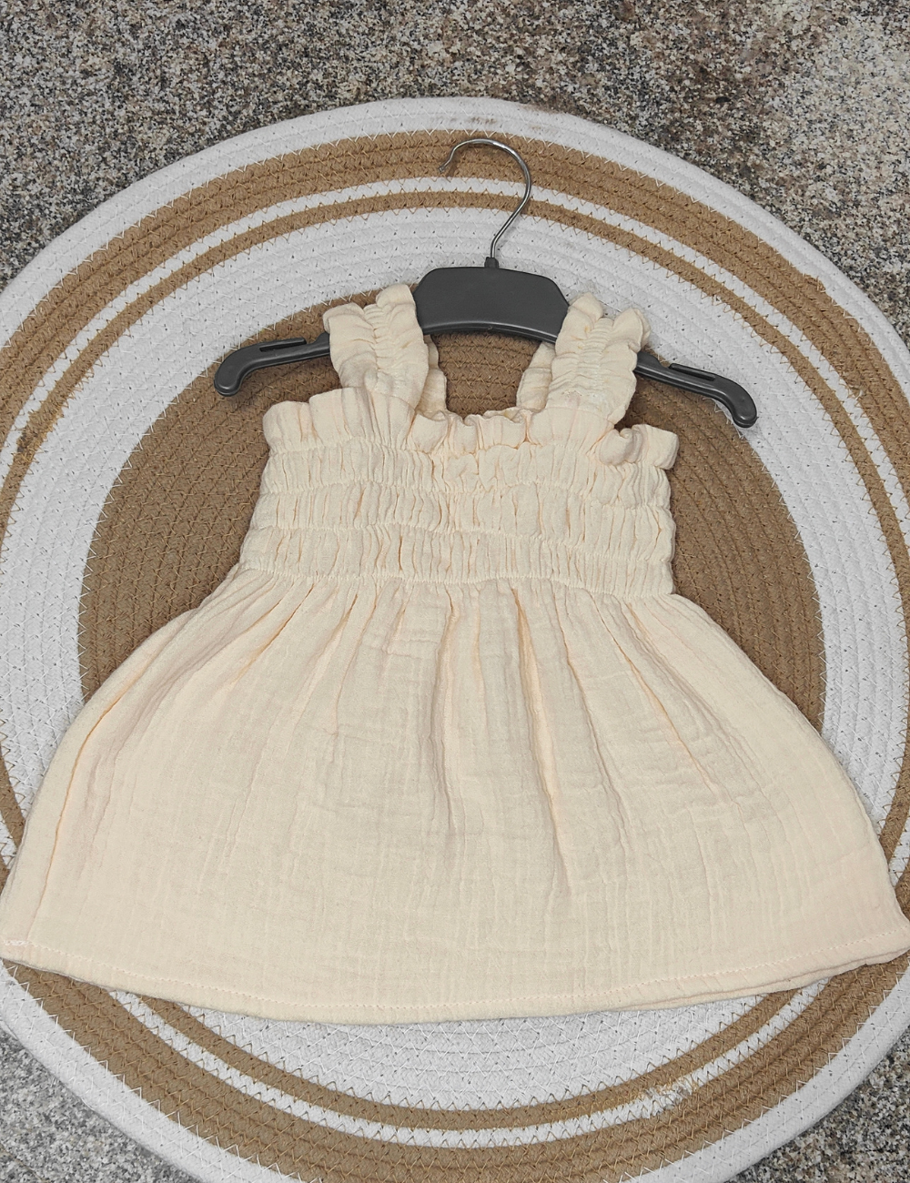 Organic Cotton Muslin Baby Frock - Off white