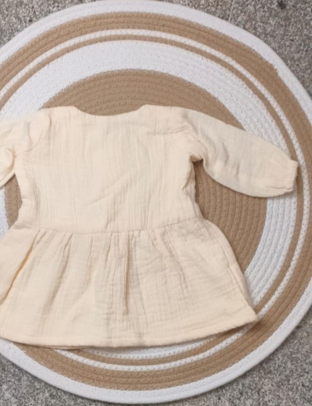 Organic Cotton Muslin Baby Frock - off white