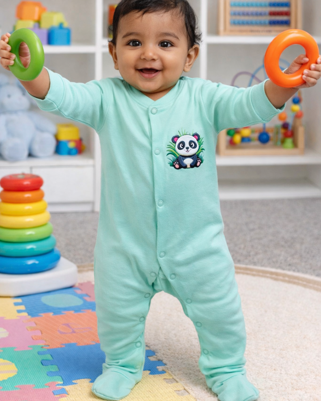 Cotton Footed Unisex Romper - Elephant