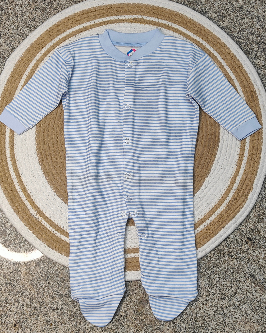 Cotton Footed Unisex Romper - Blue lines