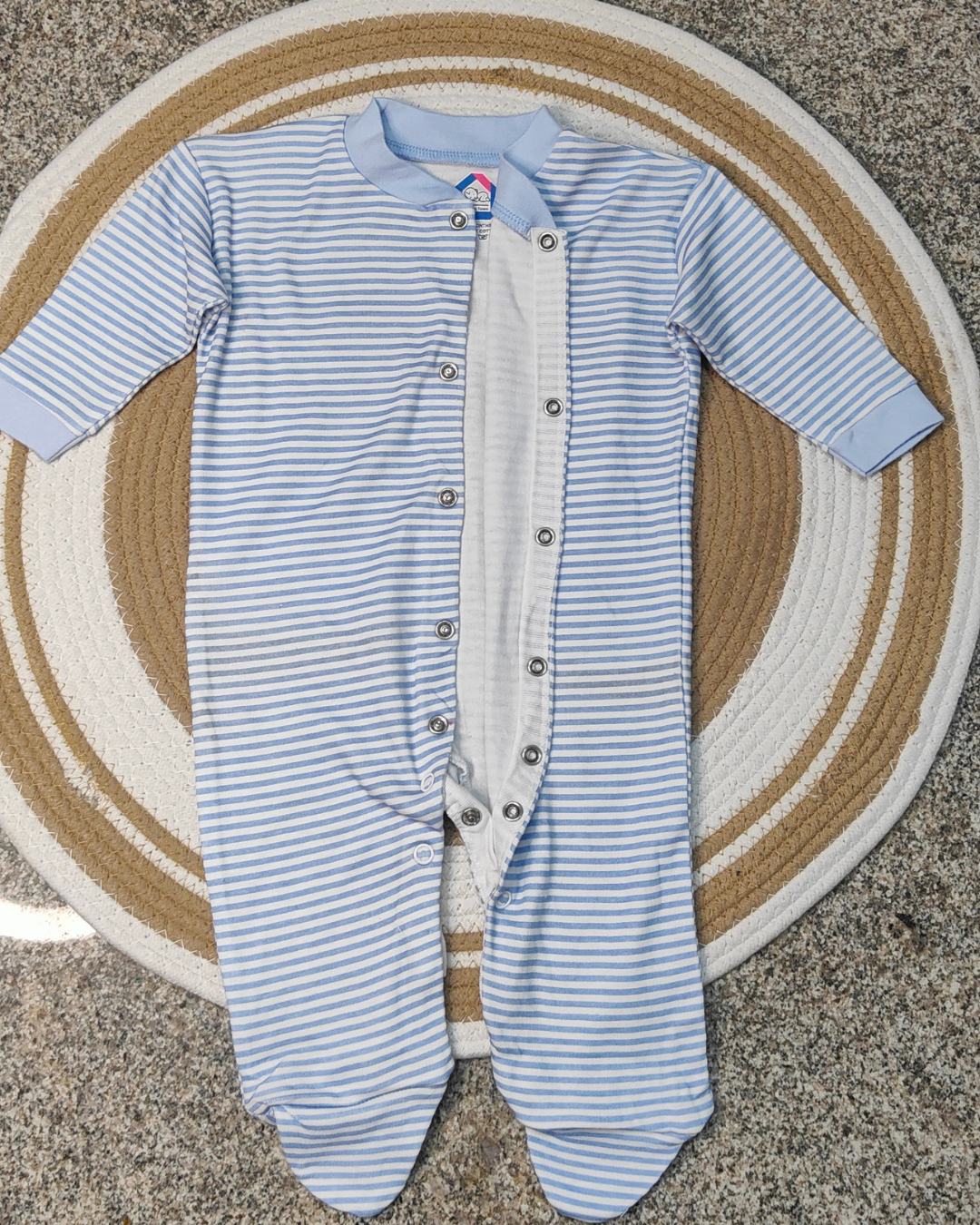 Cotton Footed Unisex Romper - Blue lines