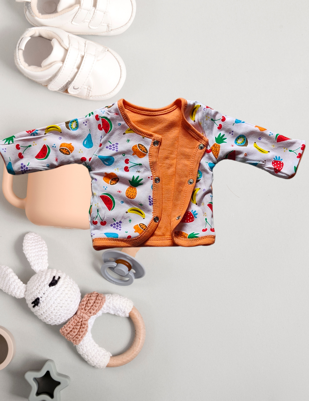 2-in-1 Cotton Baby Shirt (Orange)