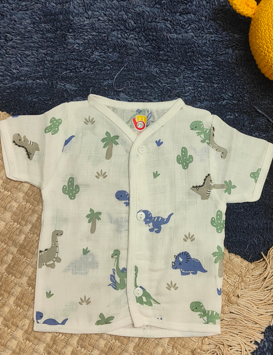 Soft Organic Cotton baby Jabla – Half sleeves, Dinosaur print