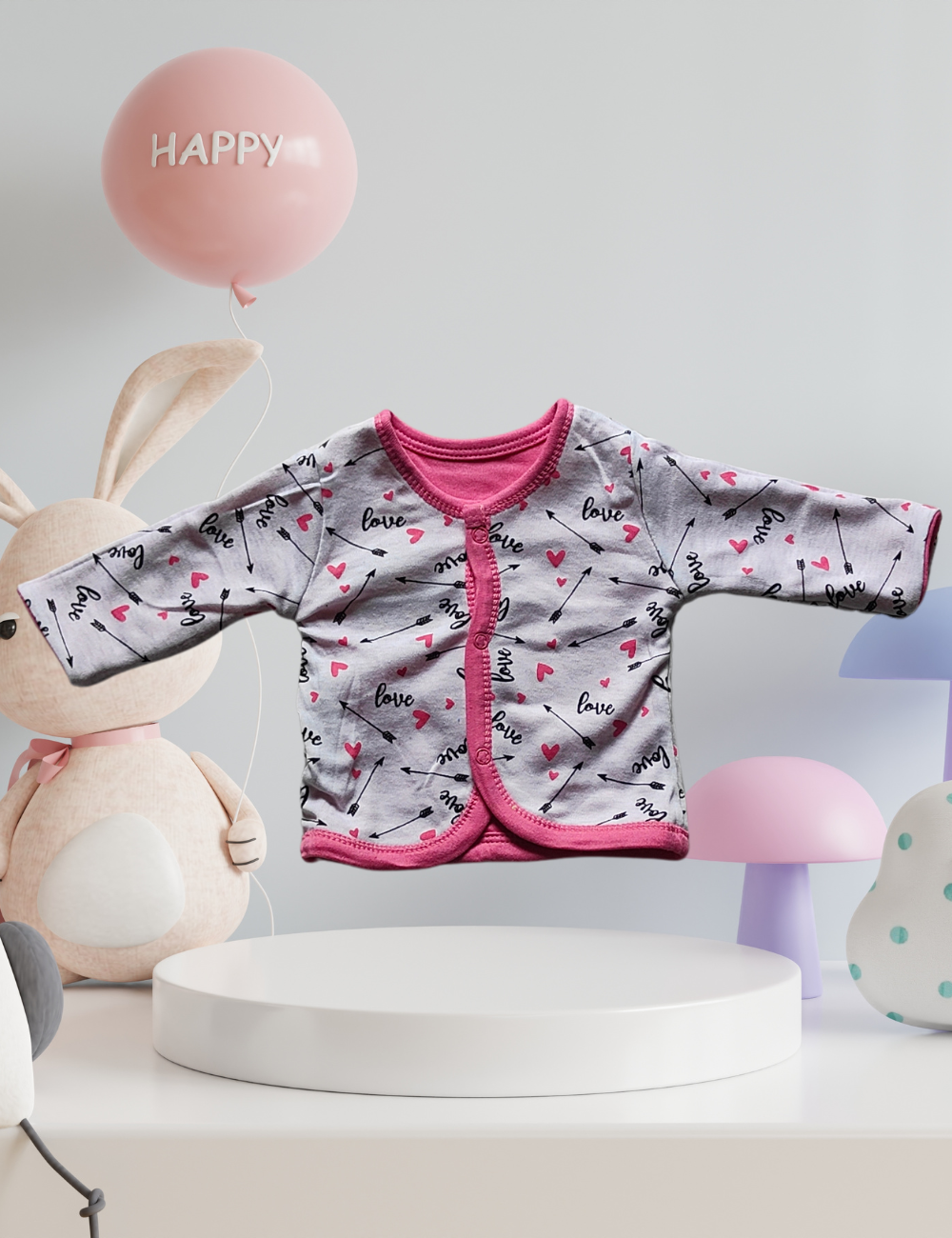 2-in-1 Cotton Baby Shirt (Pink)