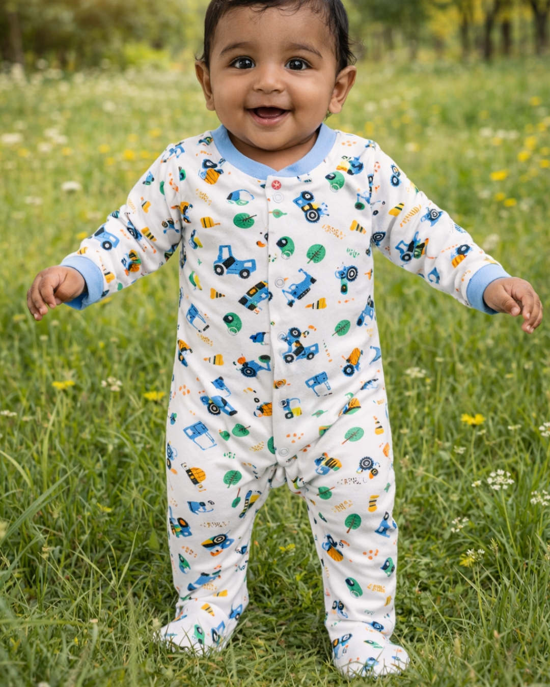 Cotton Footed Unisex Romper - tree