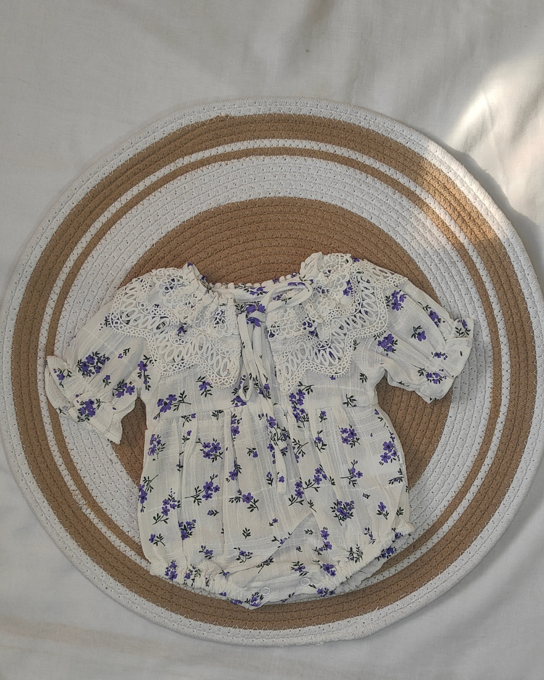 Shishu Baby Girl Lace Cotton Romper – Soft white Bodysuit for Gentle Skin Protection | LO