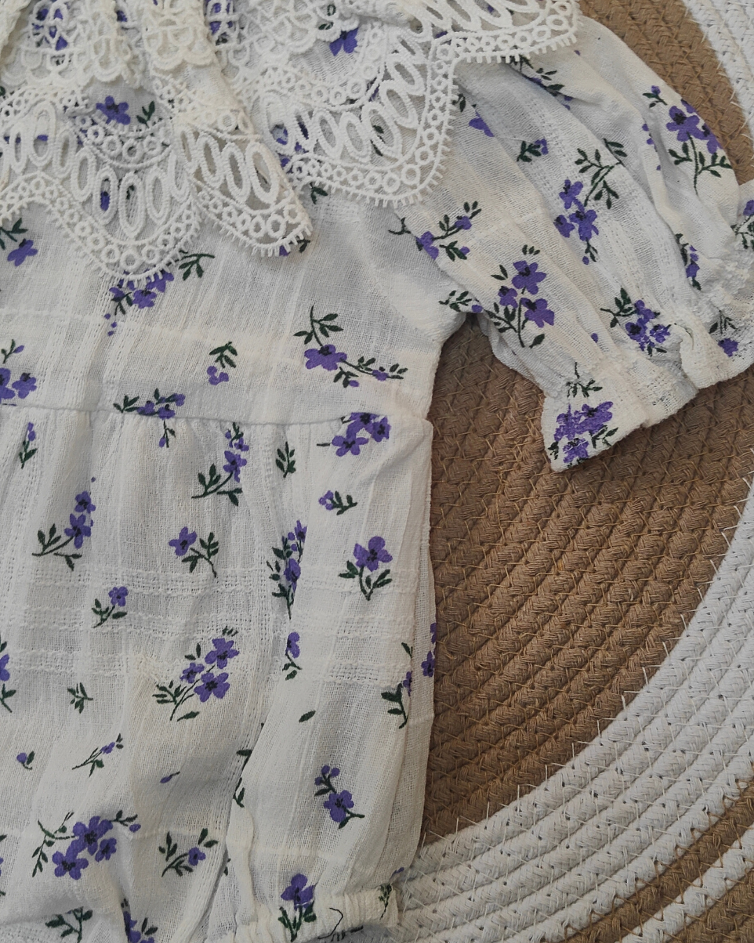 Shishu Baby Girl Lace Cotton Romper – Soft white Bodysuit for Gentle Skin Protection | LO