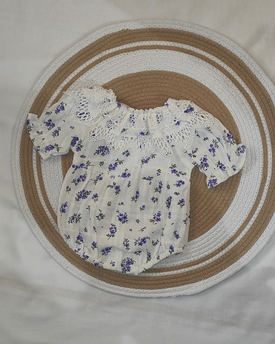 Shishu Baby Girl Lace Cotton Romper – Soft white Bodysuit for Gentle Skin Protection | LO
