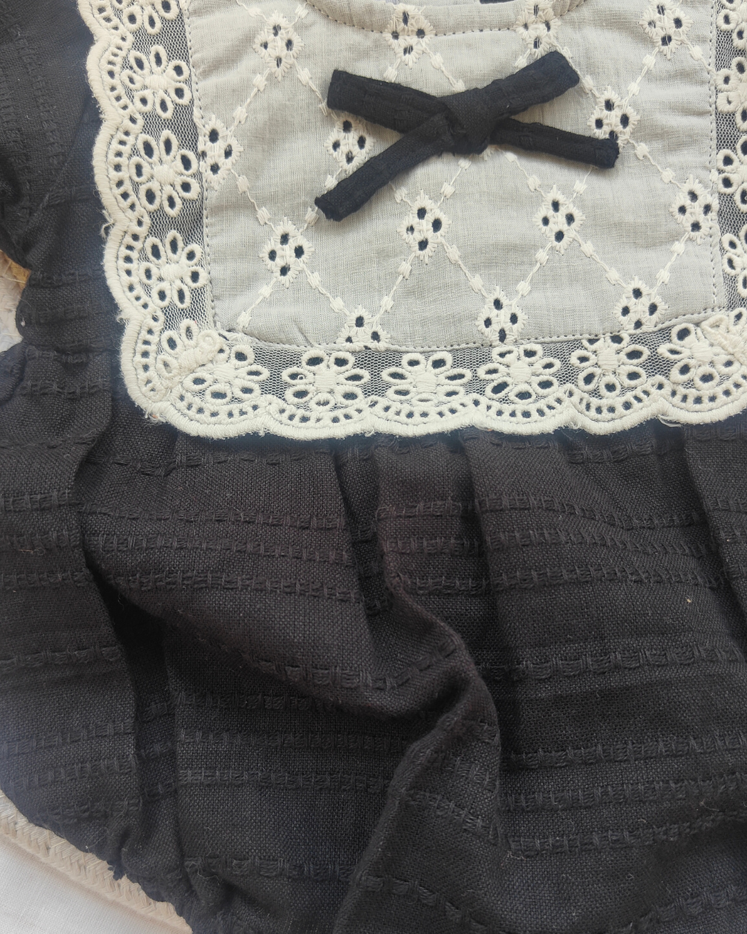 Shishu Baby Girl Lace Cotton Romper – Soft black Bodysuit for Gentle Skin Protection | LO