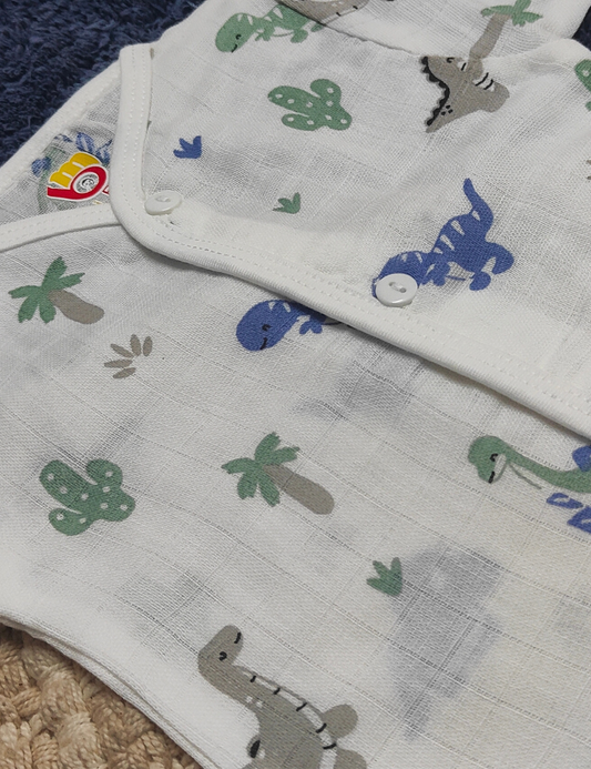 Soft Organic Cotton baby Jabla – Half sleeves, Dinosaur print