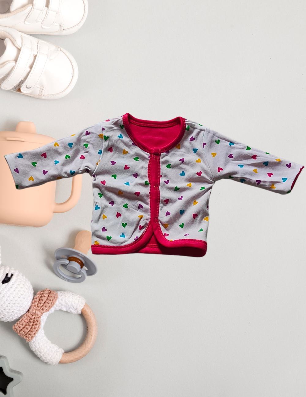 2-in-1 Cotton Baby Shirt (dark pink)