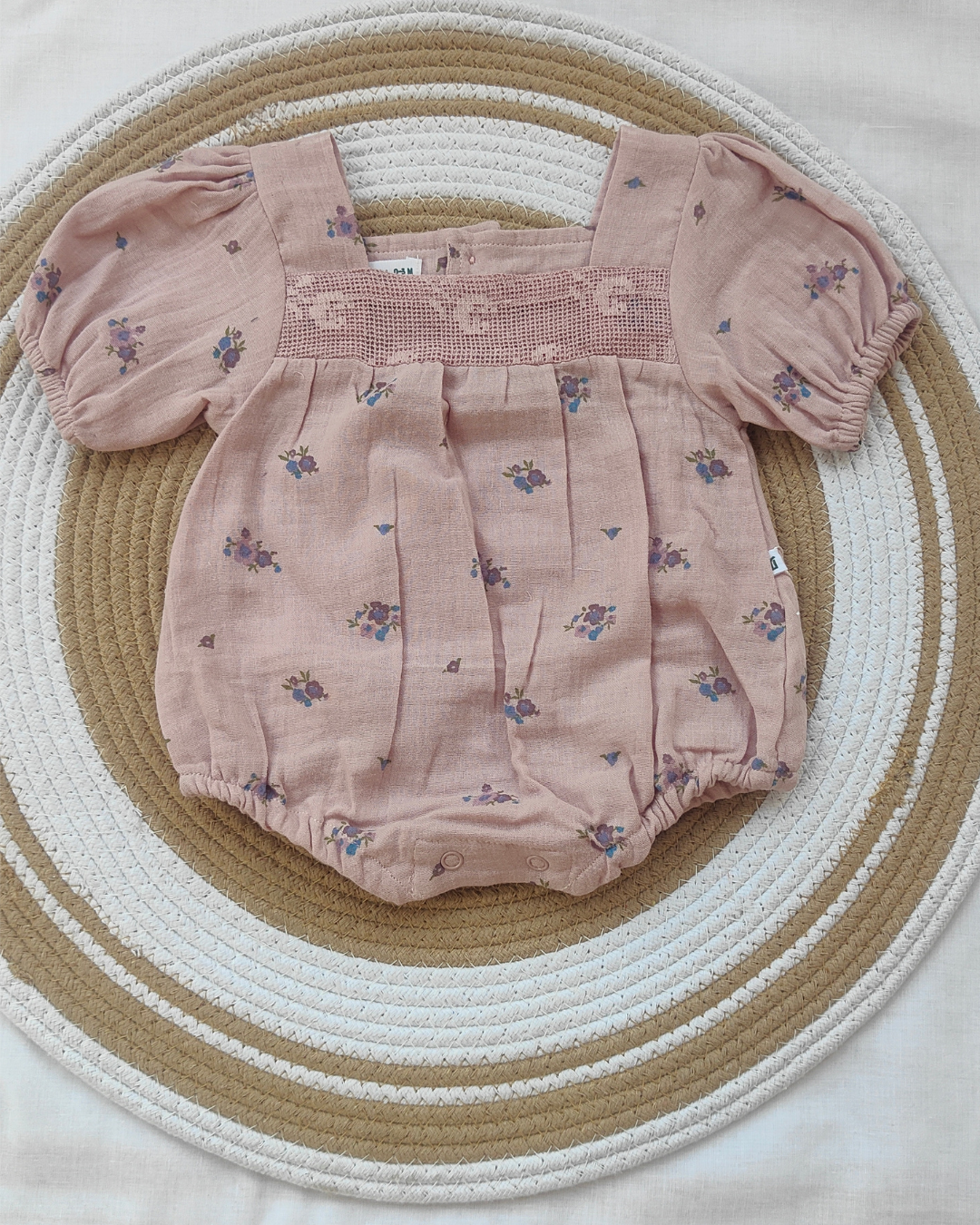 Shishu Baby Girl Lace Floral Cotton Romper – Soft Light Biege Bodysuit for Gentle Skin Protection | LO
