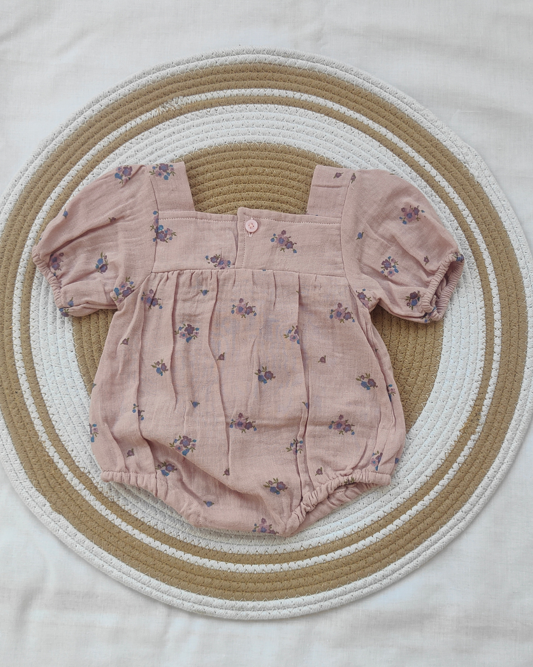 Shishu Baby Girl Lace Floral Cotton Romper – Soft Light Biege Bodysuit for Gentle Skin Protection | LO