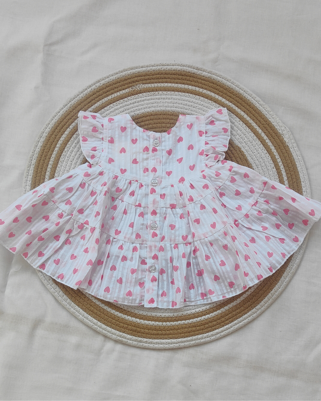 Shishu Baby Girl Heart Print Cotton Frock – Soft & Breathable Dress for Everyday Comfort | LO