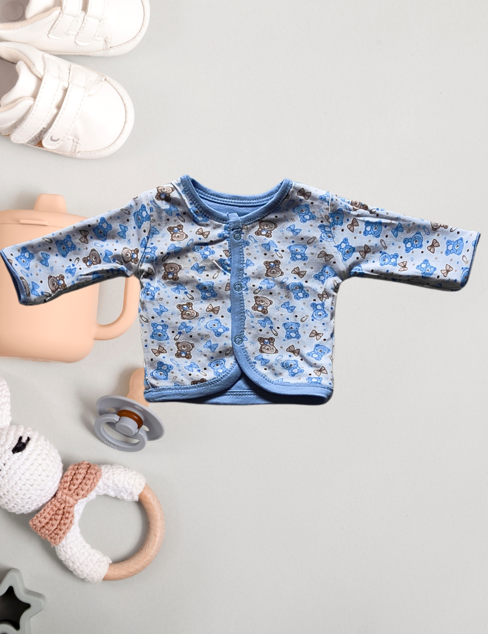2-in-1 Cotton Baby Shirt (light blue)