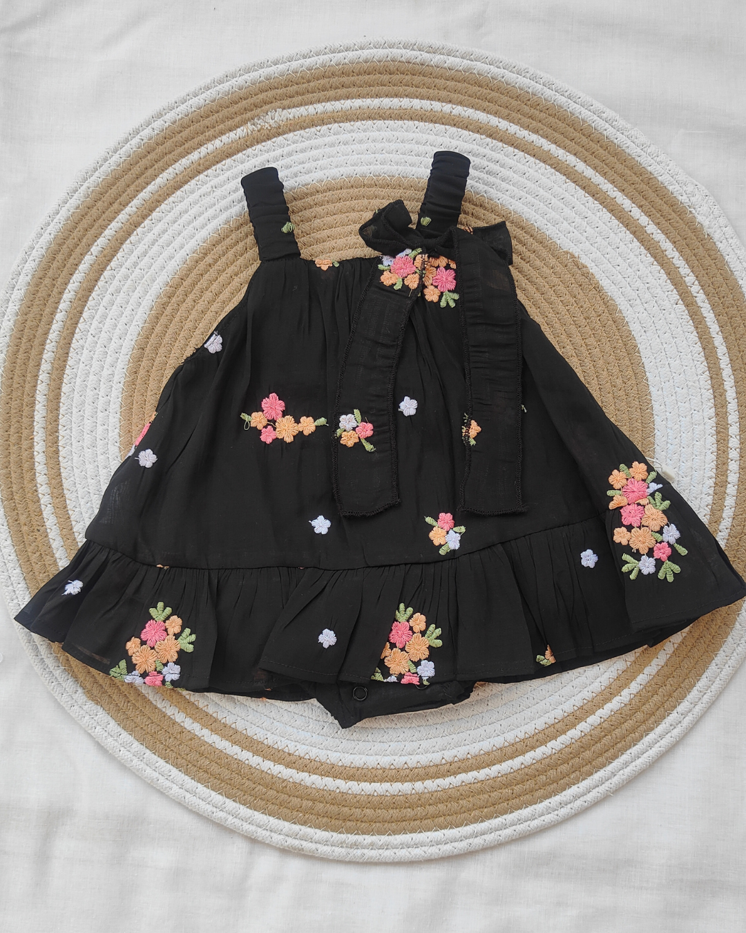 Shishu Baby Embroidered Cotton Frock – Soft & Breathable Black Dress for Everyday Comfort | LO