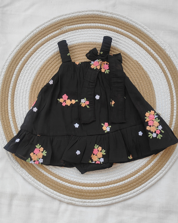 Shishu Baby Embroidered Cotton Frock – Soft & Breathable Black Dress for Everyday Comfort | LO