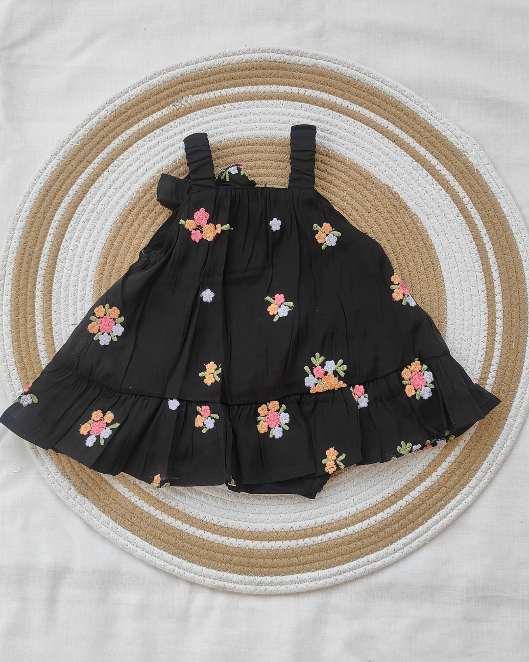 Shishu Baby Embroidered Cotton Frock – Soft & Breathable Black Dress for Everyday Comfort | LO