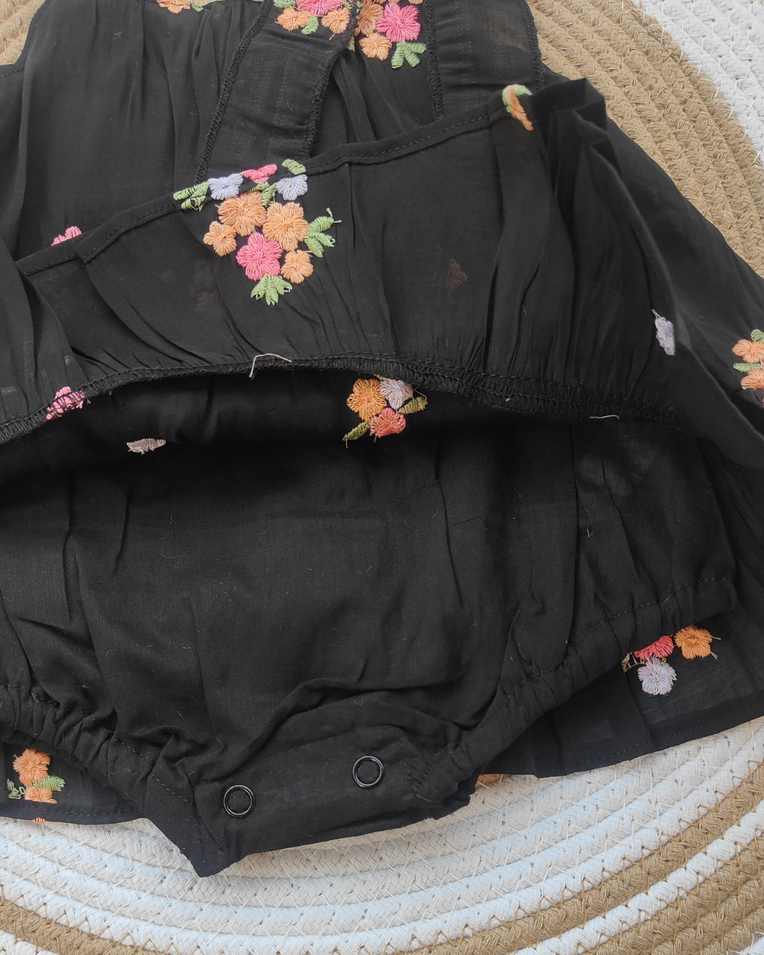 Shishu Baby Embroidered Cotton Frock – Soft & Breathable Black Dress for Everyday Comfort | LO
