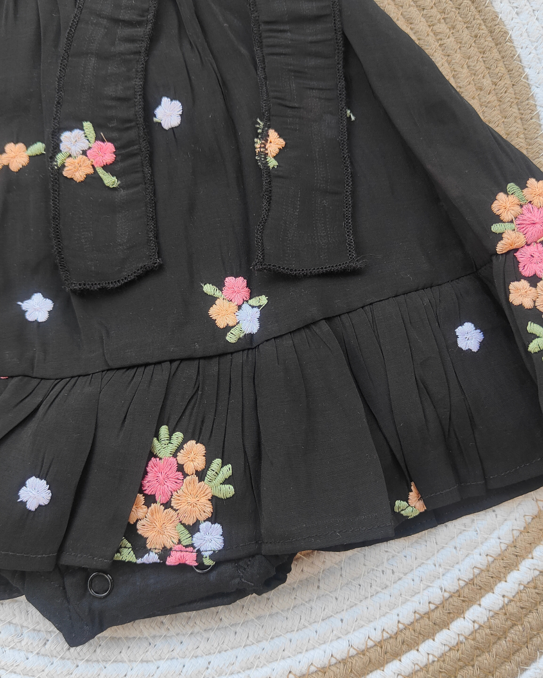 Shishu Baby Embroidered Cotton Frock – Soft & Breathable Black Dress for Everyday Comfort | LO