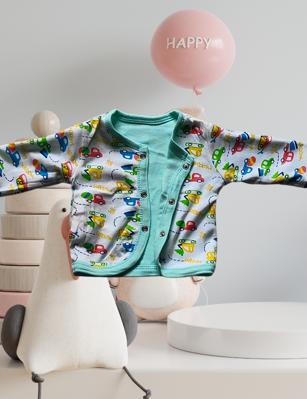2-in-1 Cotton Baby Shirt (car)