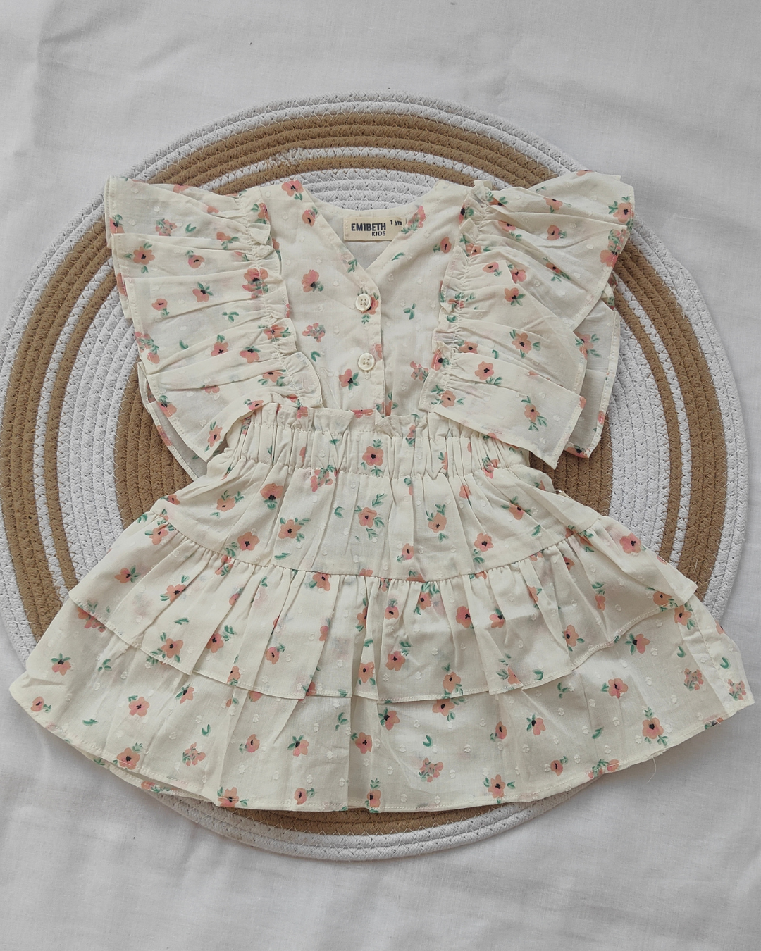 Shishu Baby Cotton Frock – Soft & Breathable cream Dress for Everyday Comfort | CR