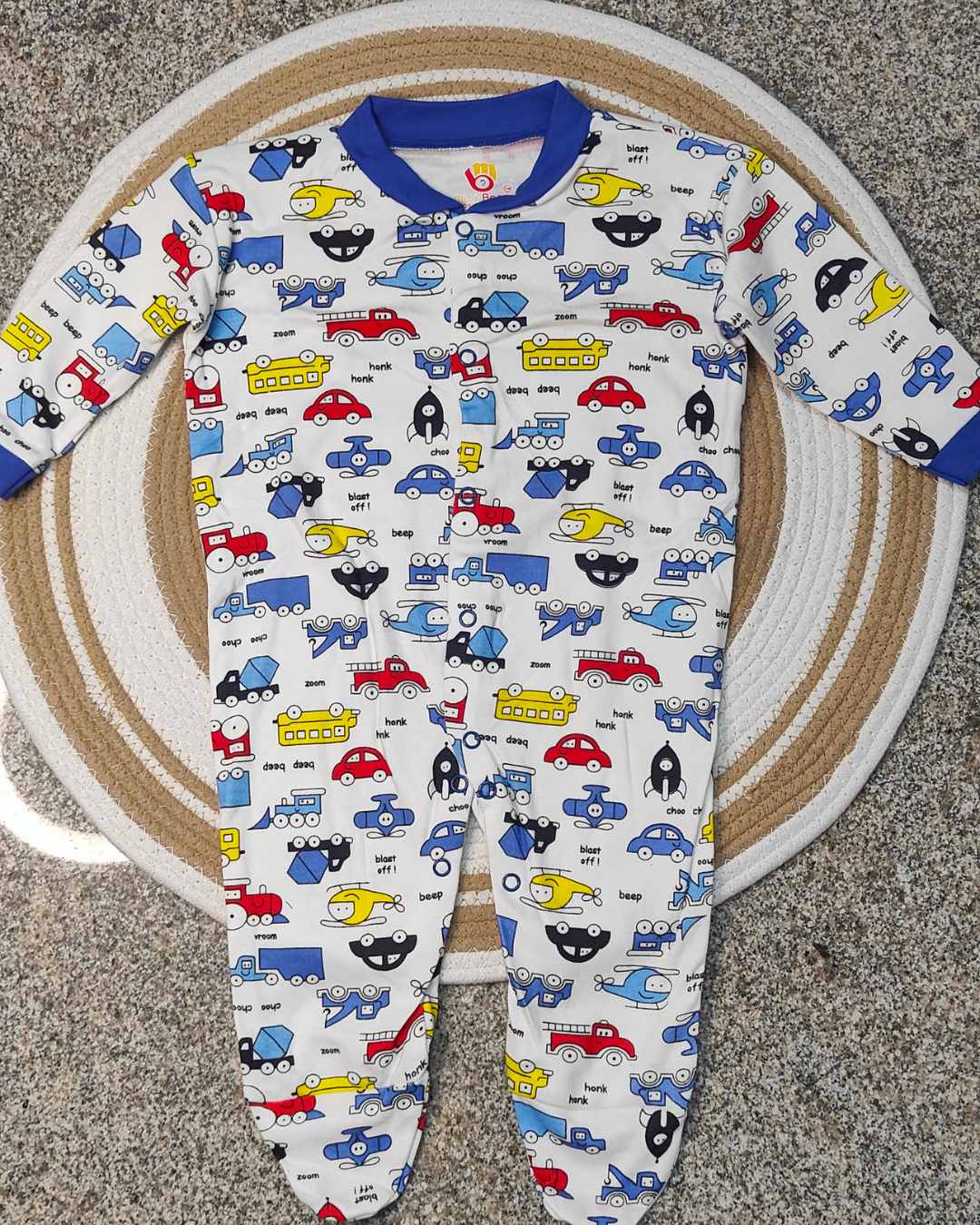 Cotton Footed Unisex Romper - Cars
