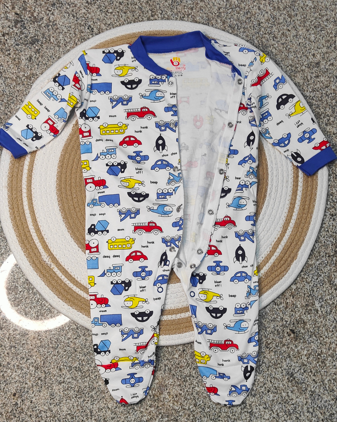 Cotton Footed Unisex Romper - Cars