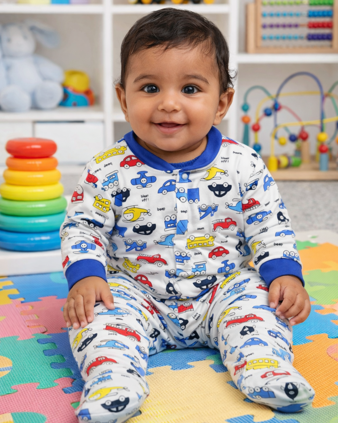 Cotton Footed Unisex Romper - Cars