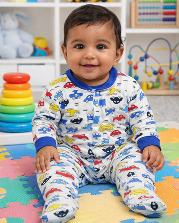 Cotton Footed Unisex Romper - Cars
