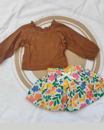 Shishu Baby Cotton Top and Skirt set – Long Sleeve Outfit for Little Girls | CR