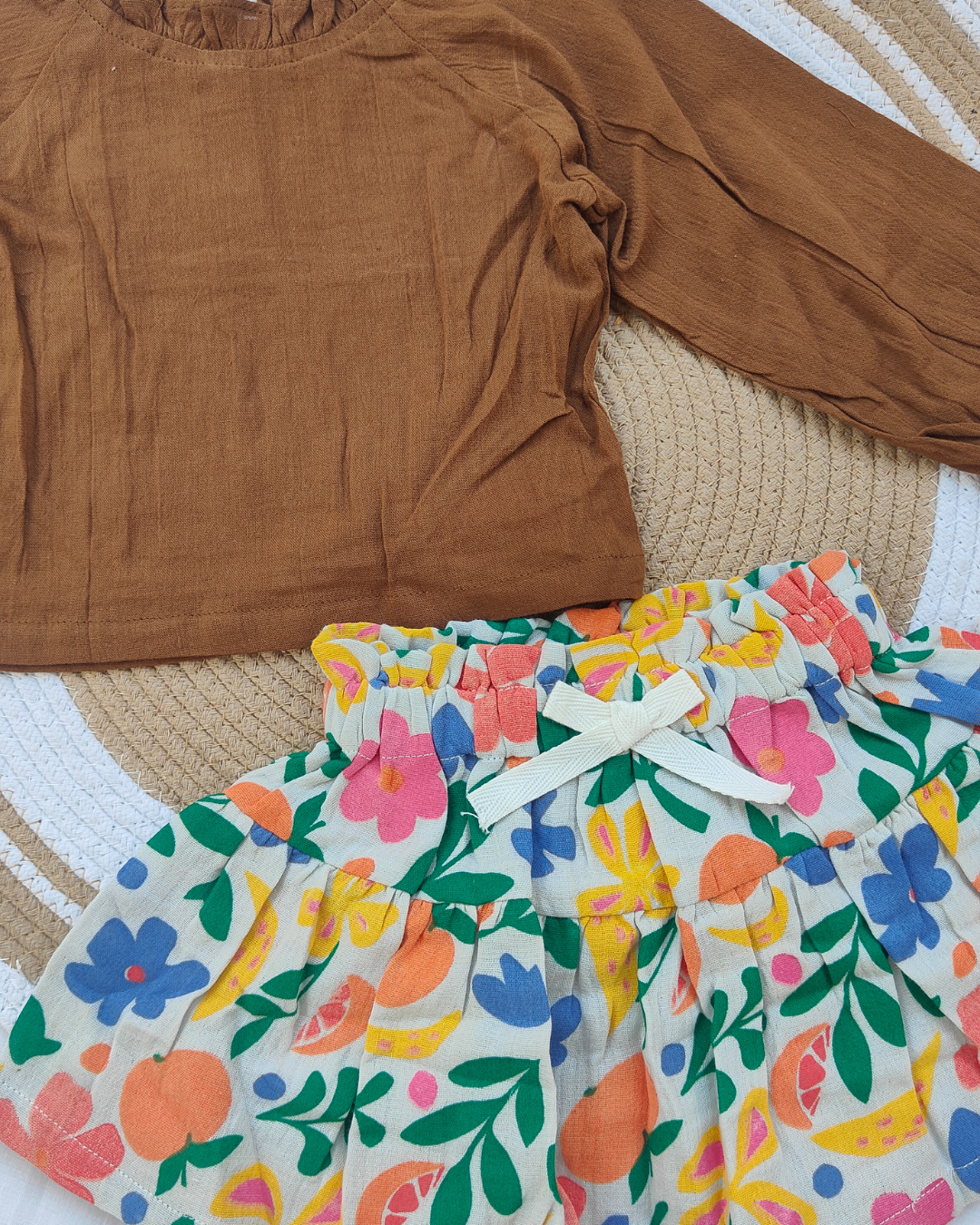 Shishu Baby Cotton Top and Skirt set – Long Sleeve Outfit for Little Girls | CR