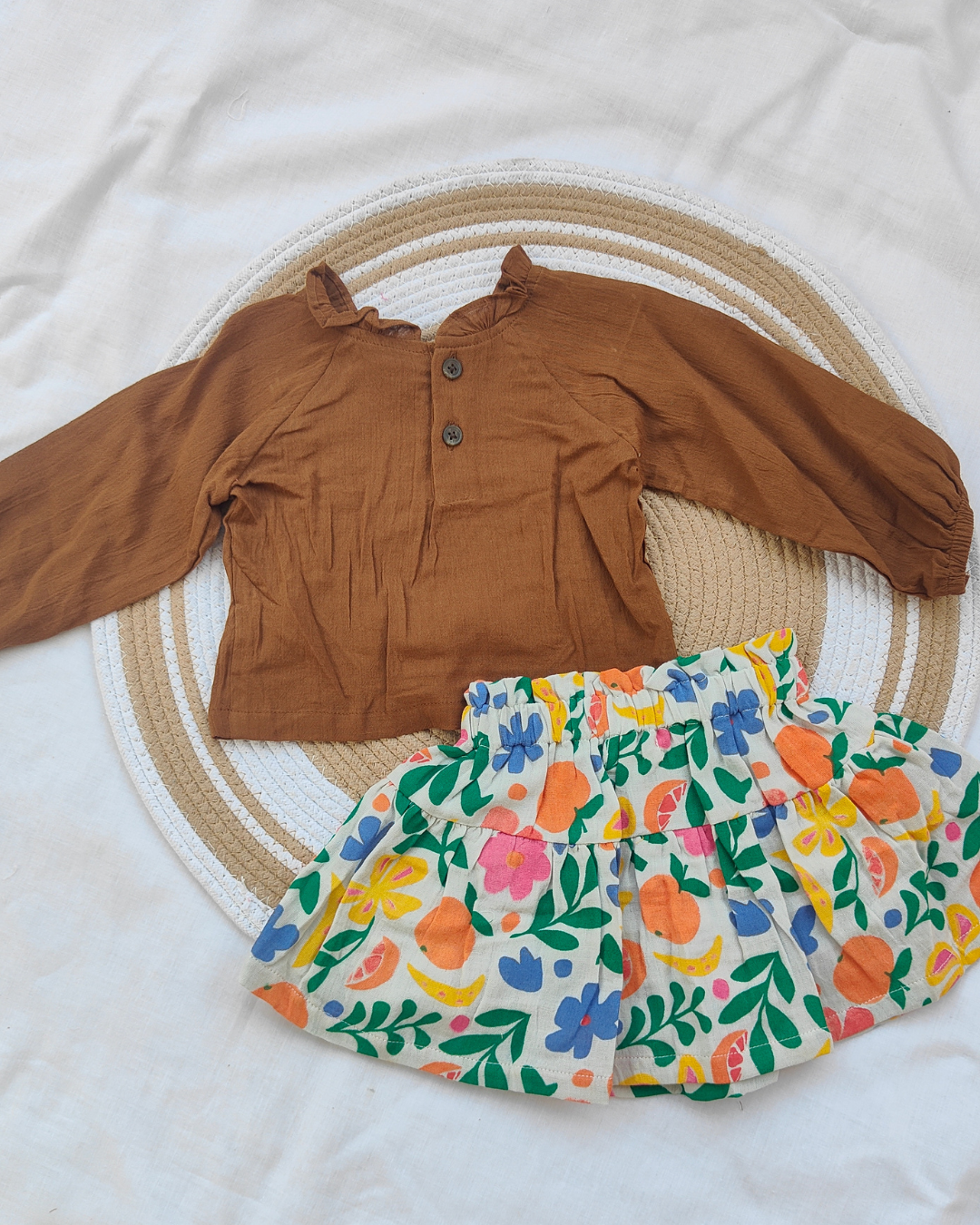 Shishu Baby Cotton Top and Skirt set – Long Sleeve Outfit for Little Girls | CR
