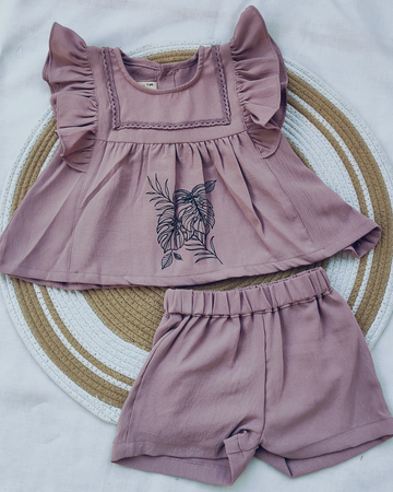 Shishu Baby Frock and Shorts set – Soft Ruffle Sleeve Outfit for Little Girls | CR