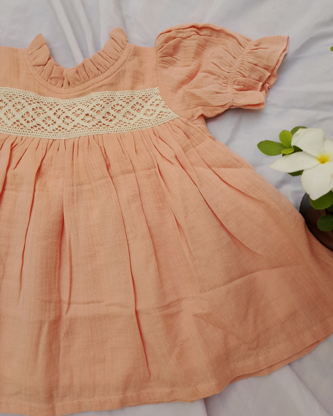 Shishu Muslin Lace Frock for Baby Girls – Soft, breathable