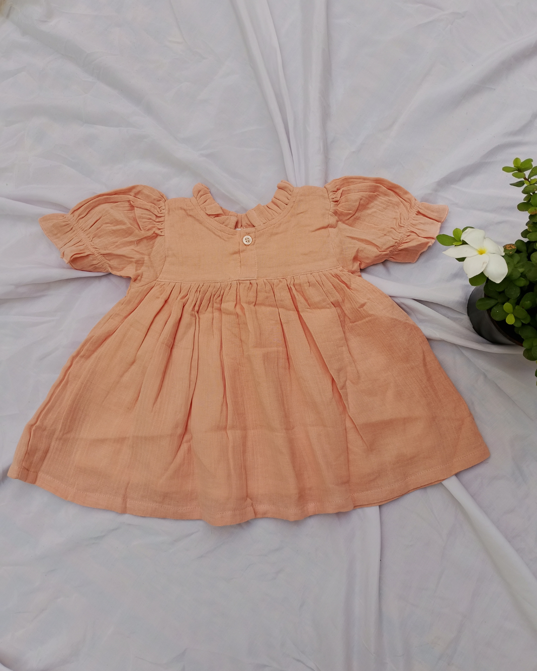 Shishu Muslin Lace Frock for Baby Girls – Soft, breathable