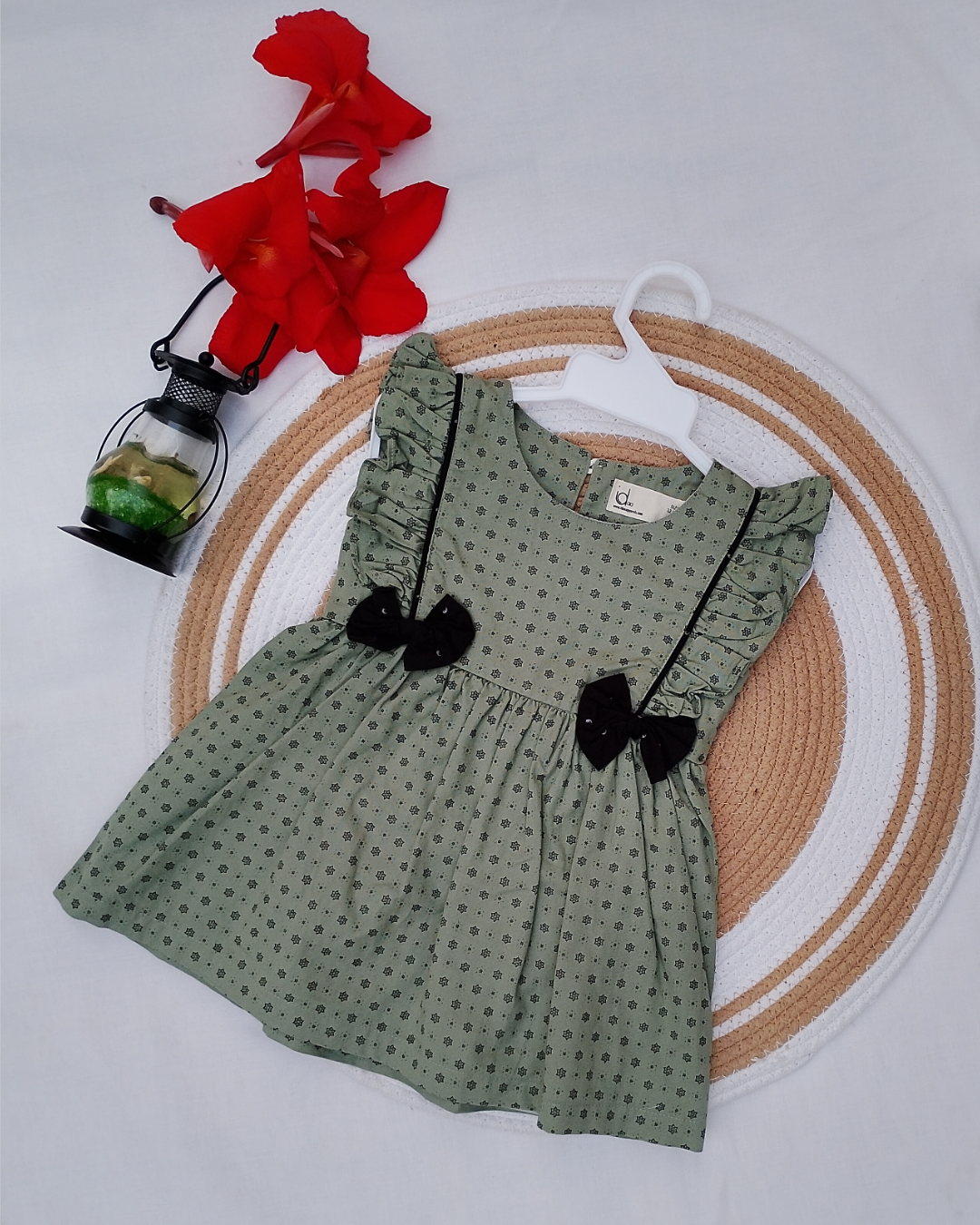 Shishu Soft Cotton Printed Bow Frock for Baby Girls