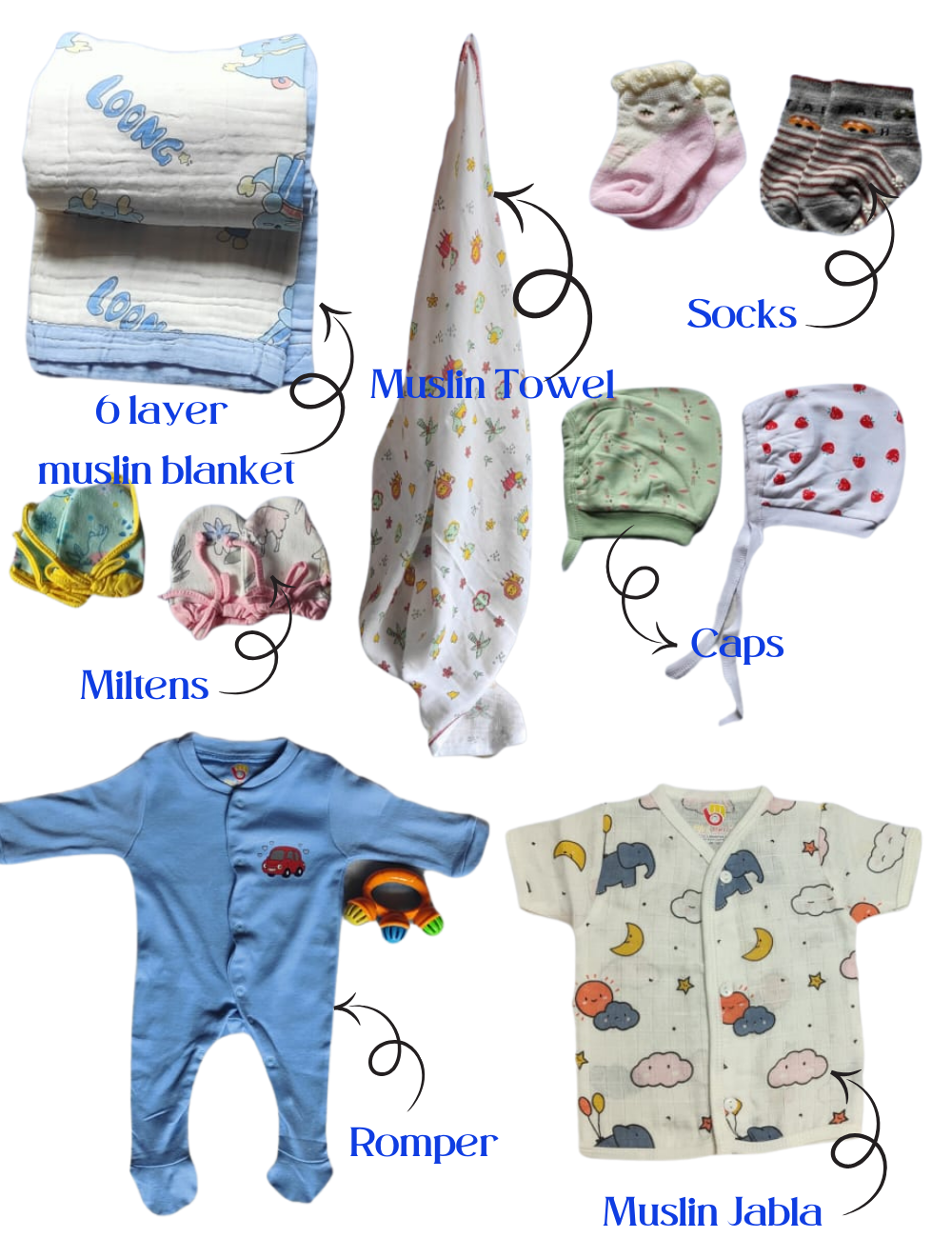 Muslin Newborn Hospital Kit - 14 Essentials