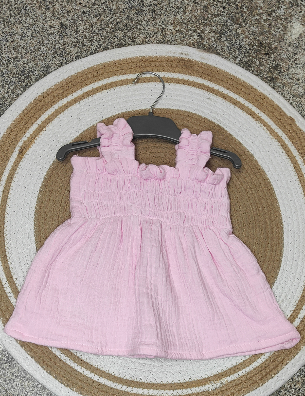 Organic Cotton Muslin baby frock - Baby pink